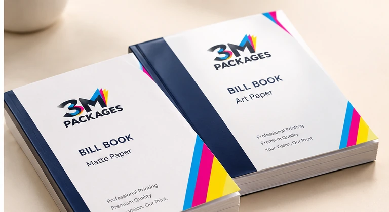 Matt and art paper bill books printed by 3M Packages in Karachi
