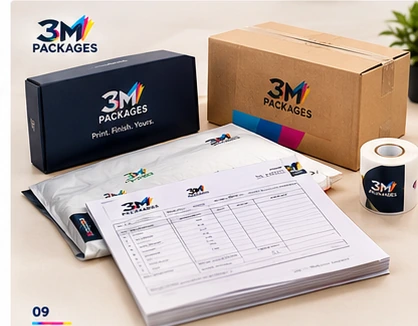 3M Packages printed stationery, branded boxes and invoices ready for worldwide delivery