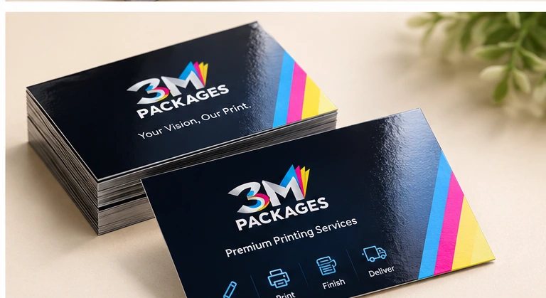 Business cards with UV coating and matt lamination printed in Karachi